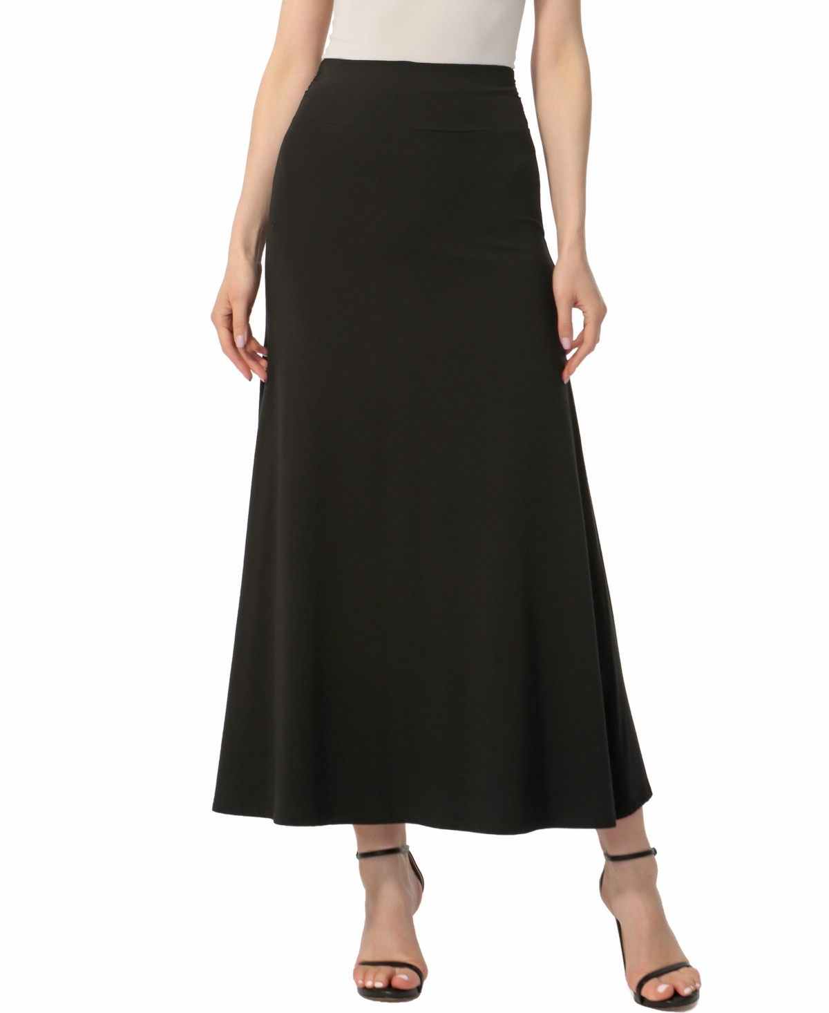 Women's Waist Ruched Pull On Maxi Skirt - Wine