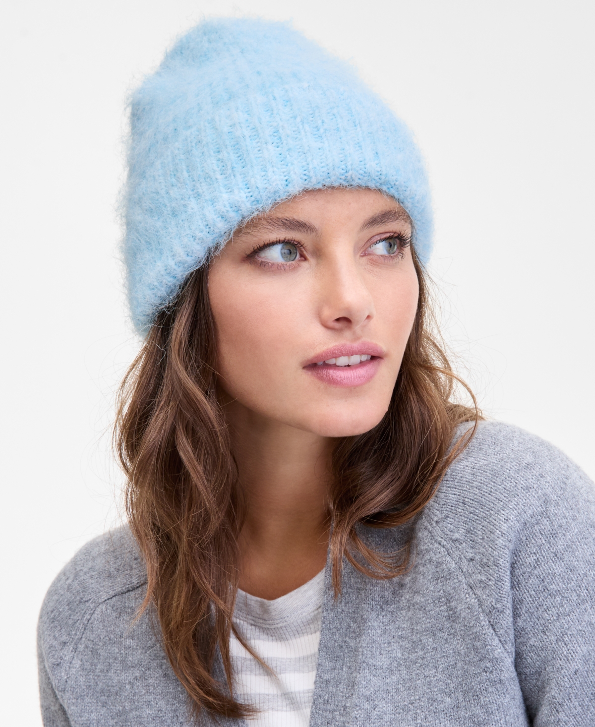 On 34th Solid Brushed Beanie, Macy's Exclusive In Blue