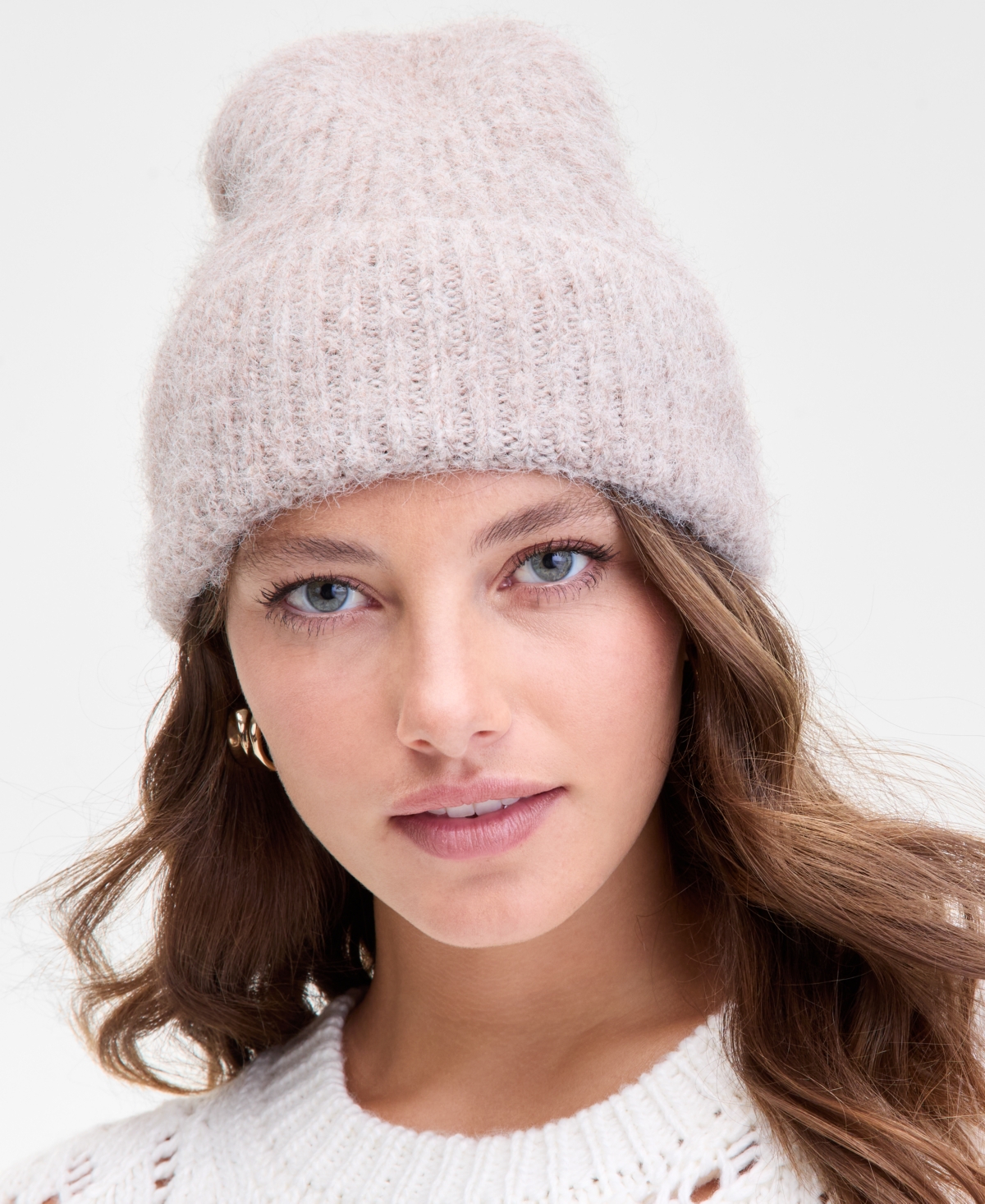 On 34th Solid Brushed Beanie, Macy's Exclusive In White