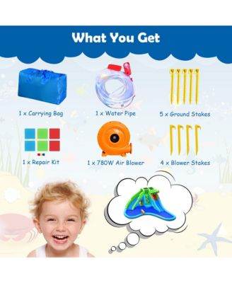 Crocodile Inflatable Water Slide Park Kids Bounce House with Dual Slides With 780W Blower