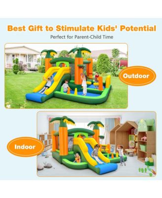 Tropical Inflatable Bounce Castle 8-in-1 Giant Jumping House with 680W Blower