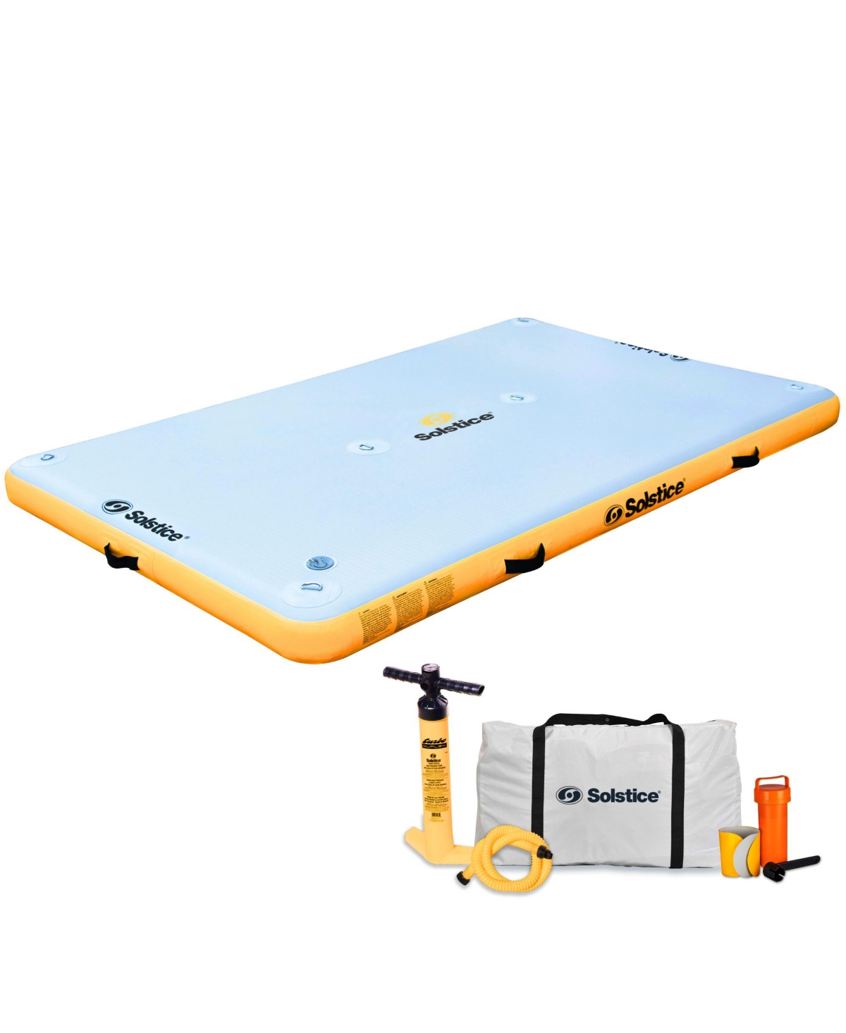 8 x 5 ft Inflatable Floating Dock Rafting Platform w/Pump & Bag, Multi - Yellow/White