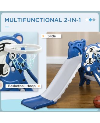 2 in 1 Toddler Slide for Indoors, Toy for Toddler, Easy Set Up Baby Slide with Basketball Hoop for Kids 18-36 Months