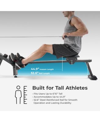 Premium Smart Magnetic Air Rower, 300LB Weight Capacity, Free SunnyFit App w/ Bluetooth