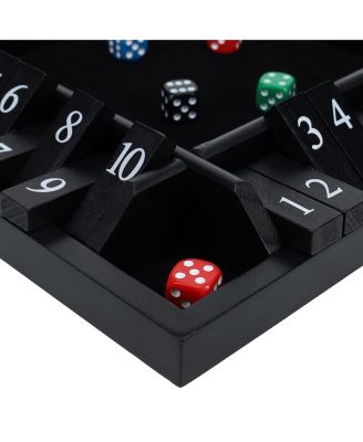 4 Player Shut the Box Dice Board Game with Black Stained Wood - 12 in