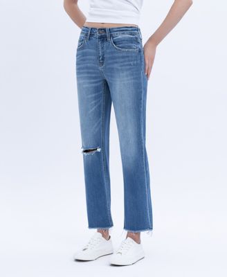 Women's Mid Rise Crop Straight Jeans