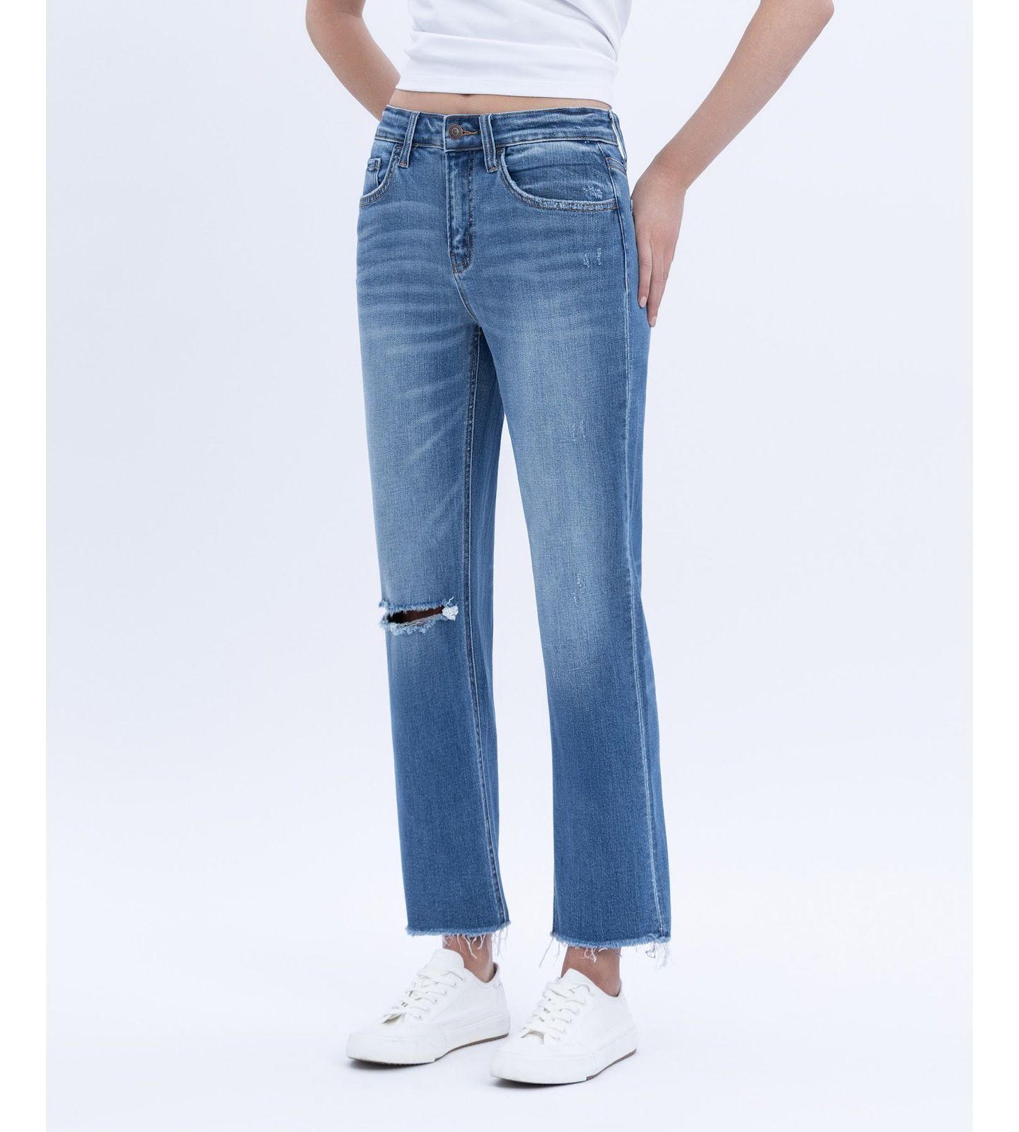 Женские джинсы Flying Monkey Mid Rise Crop Straight, цвет: Синий — фото 2