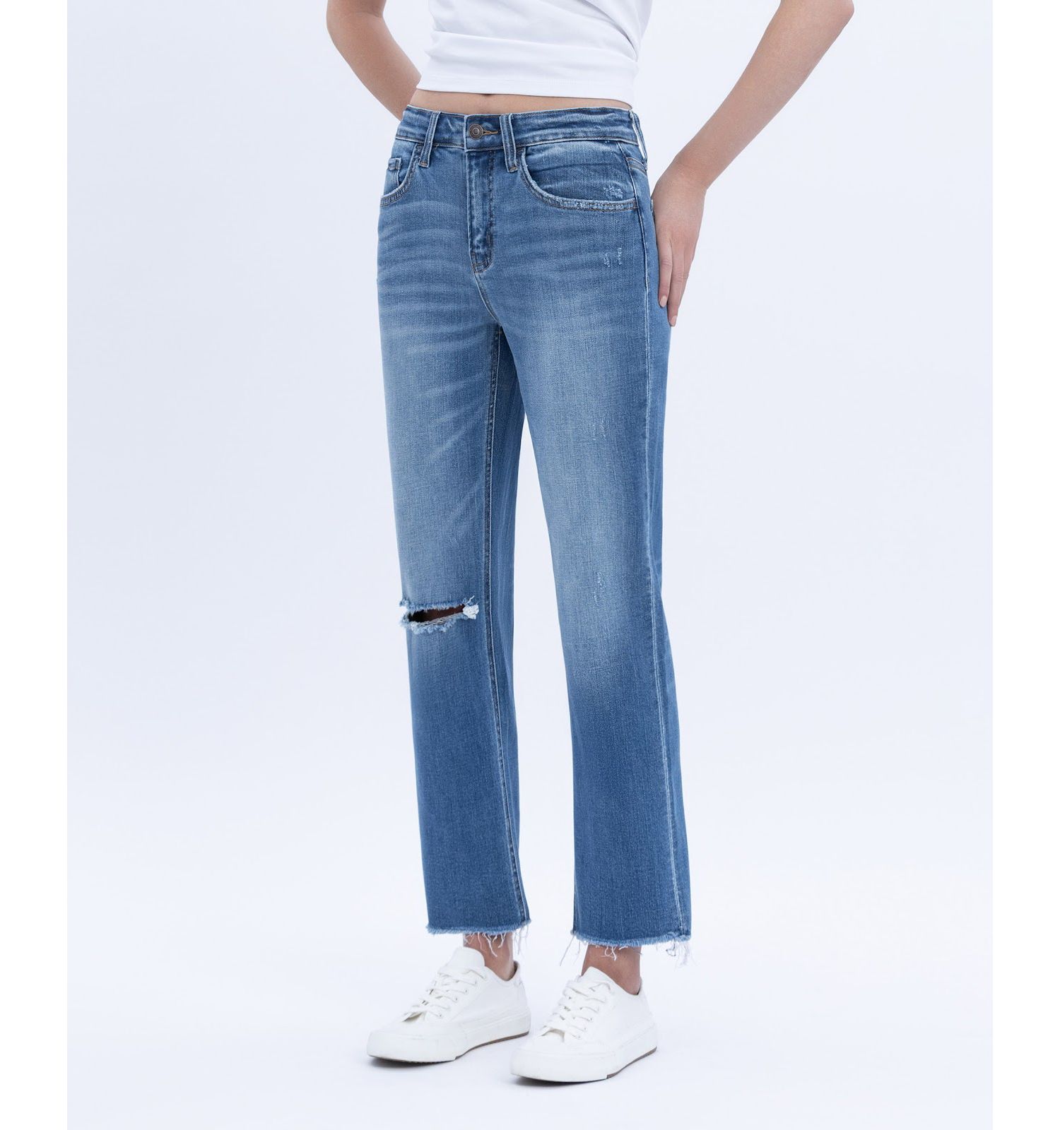 Women's Mid Rise Crop Straight Jeans