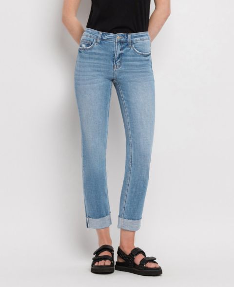 Женские джинсы Flying Monkey Mid Rise Cuffed Slim Straight, цвет: Синий