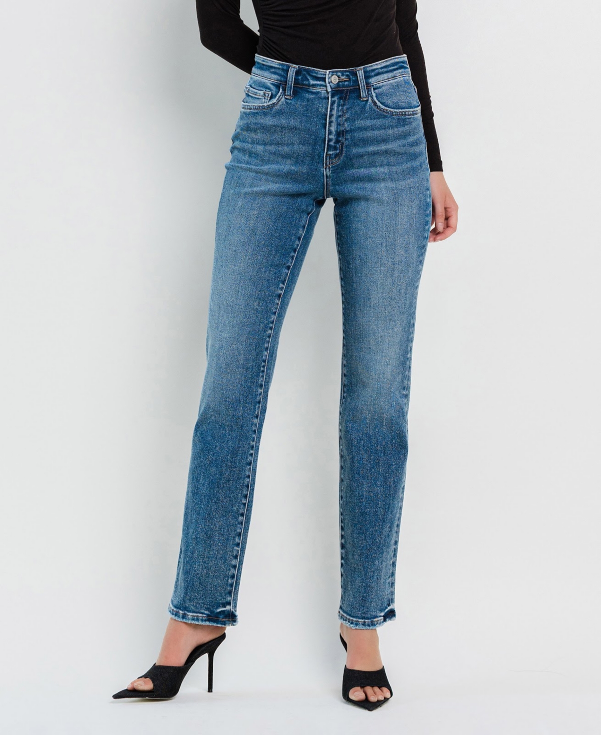 Women's High Rise Straight Jeans - Illuminate blue