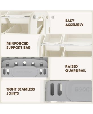Kids Toy Organizer and Bookshelf, 2-in-1 Storage Shelf with 9 Bins & 4 Book Slots