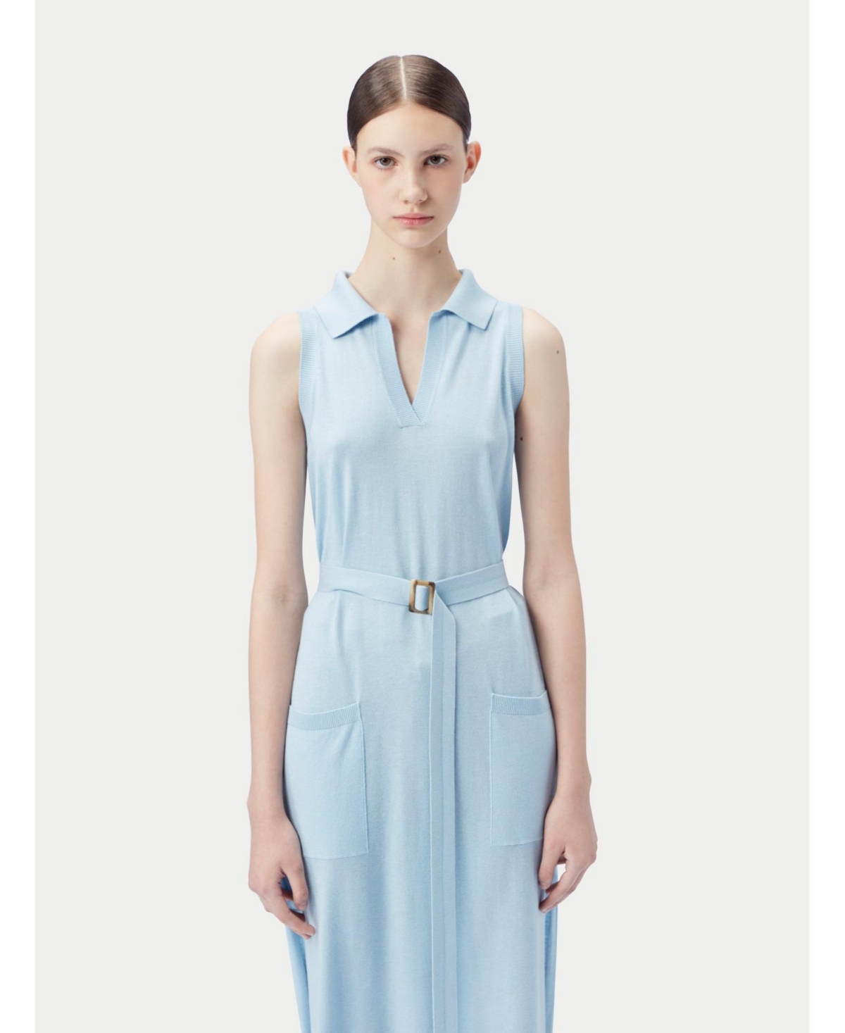 Gobi Cashmere Women's Sleeveless Silk Cashmere Polo Dress