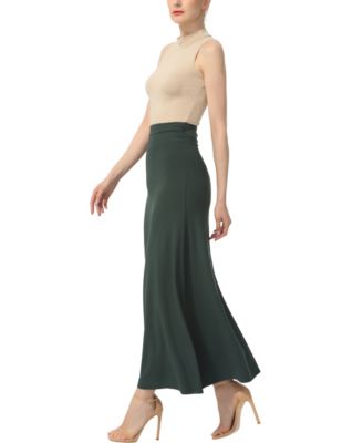 Women's Waist Ruched Pull On Maxi Skirt