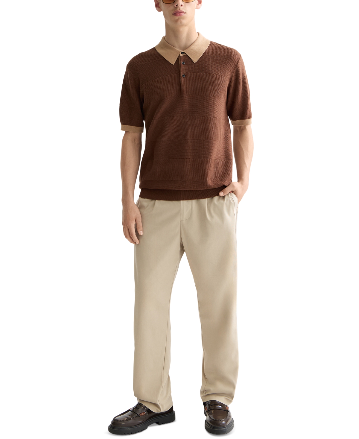 Scotch & Soda Men's Short Sleeve Tone-on-tone Polo Shirt In Brown