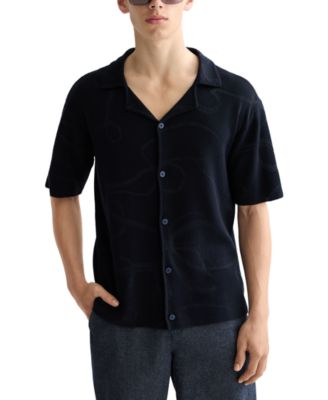 SCOTCH & SODA - Men's Short Sleeve Tonal Jacquard Button-Front Shirt