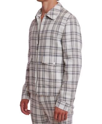 Men's Milo Slim Fit Long Sleeve Zip Front Plaid Bomber Jacket