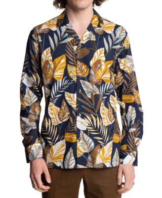 Paisley & Gray - Men's Slim Fit Long Sleeve Foliage Print Button-Front Camp Shirt