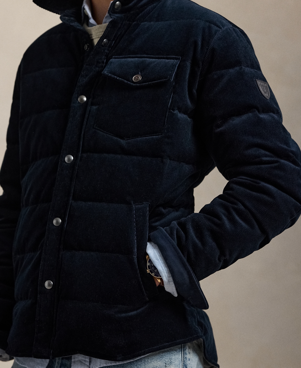 Polo Ralph Lauren Buttoned Padded Shirt Jacket In Blue