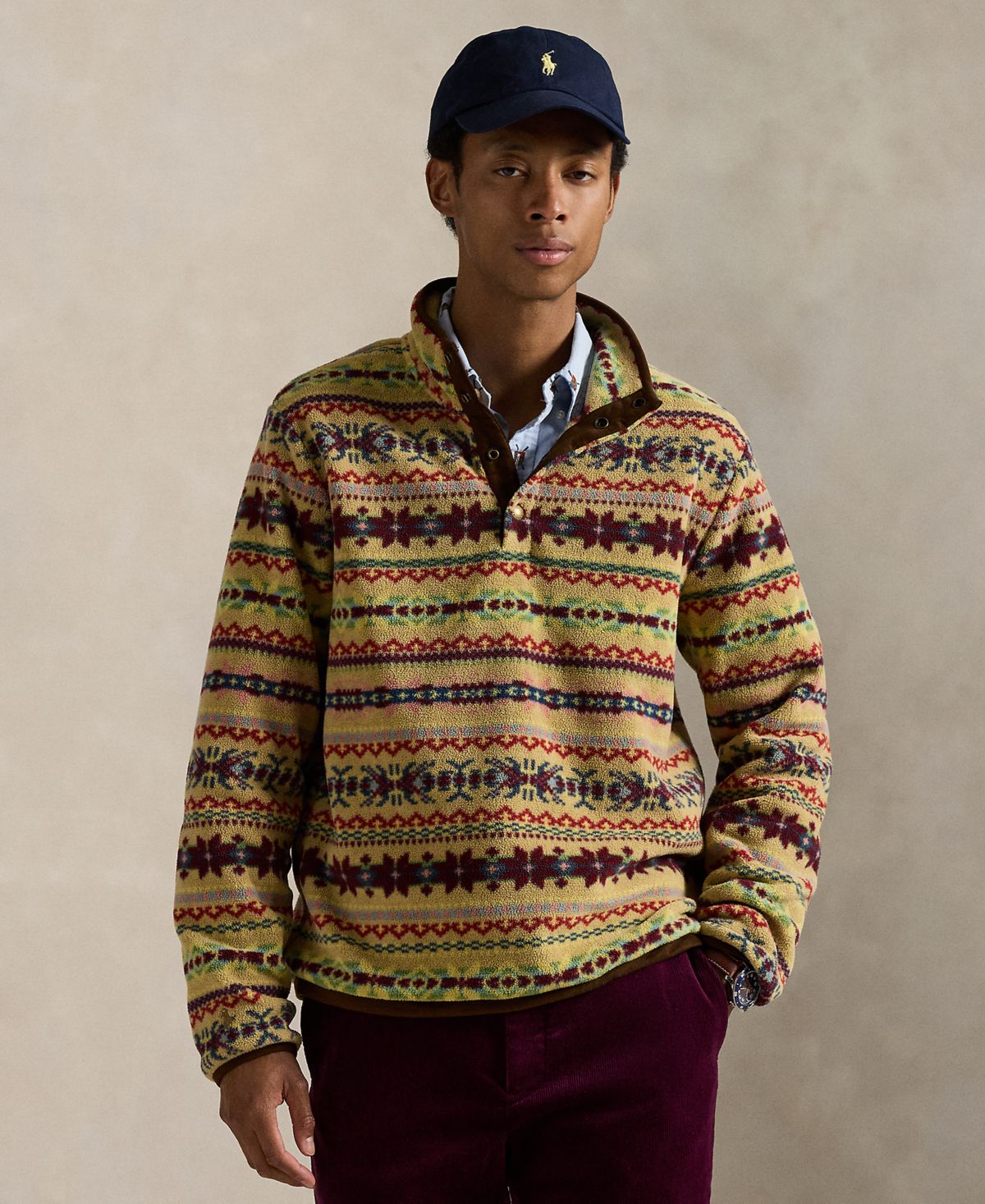 Мужской флисовый пуловер в стиле Fair Isle