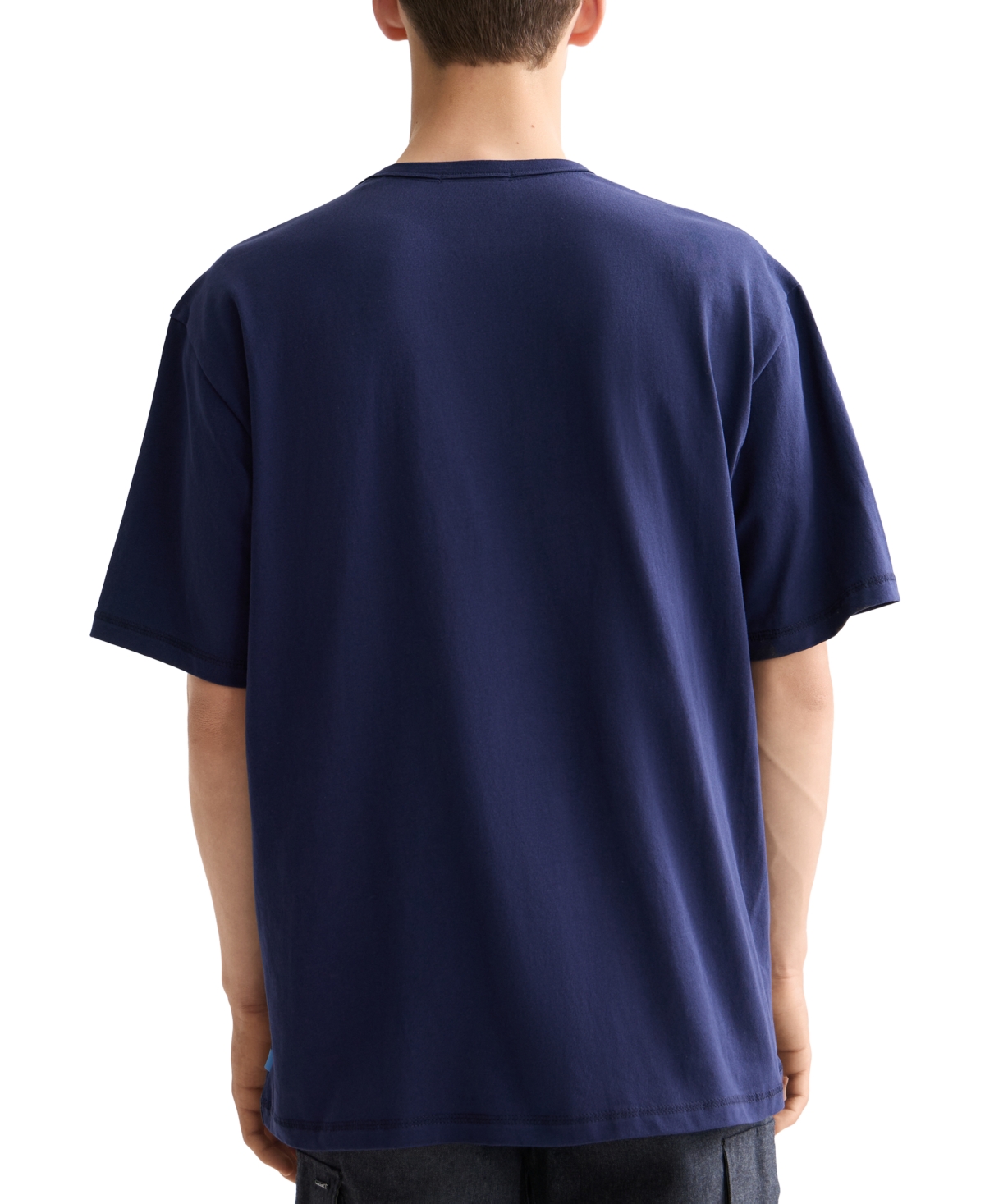 Scotch & Soda Loose Fit Leaf Embroidered Cotton T-shirt In Blue