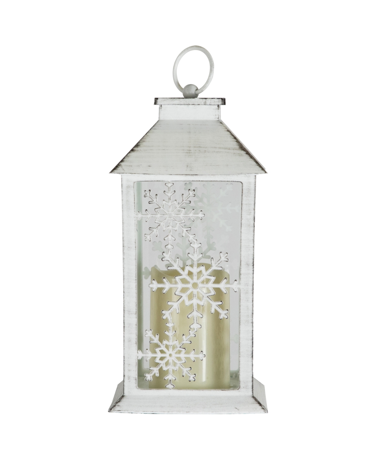 Northlight 11" Led Lighted Snowflakes Christmas Candle Lantern In White