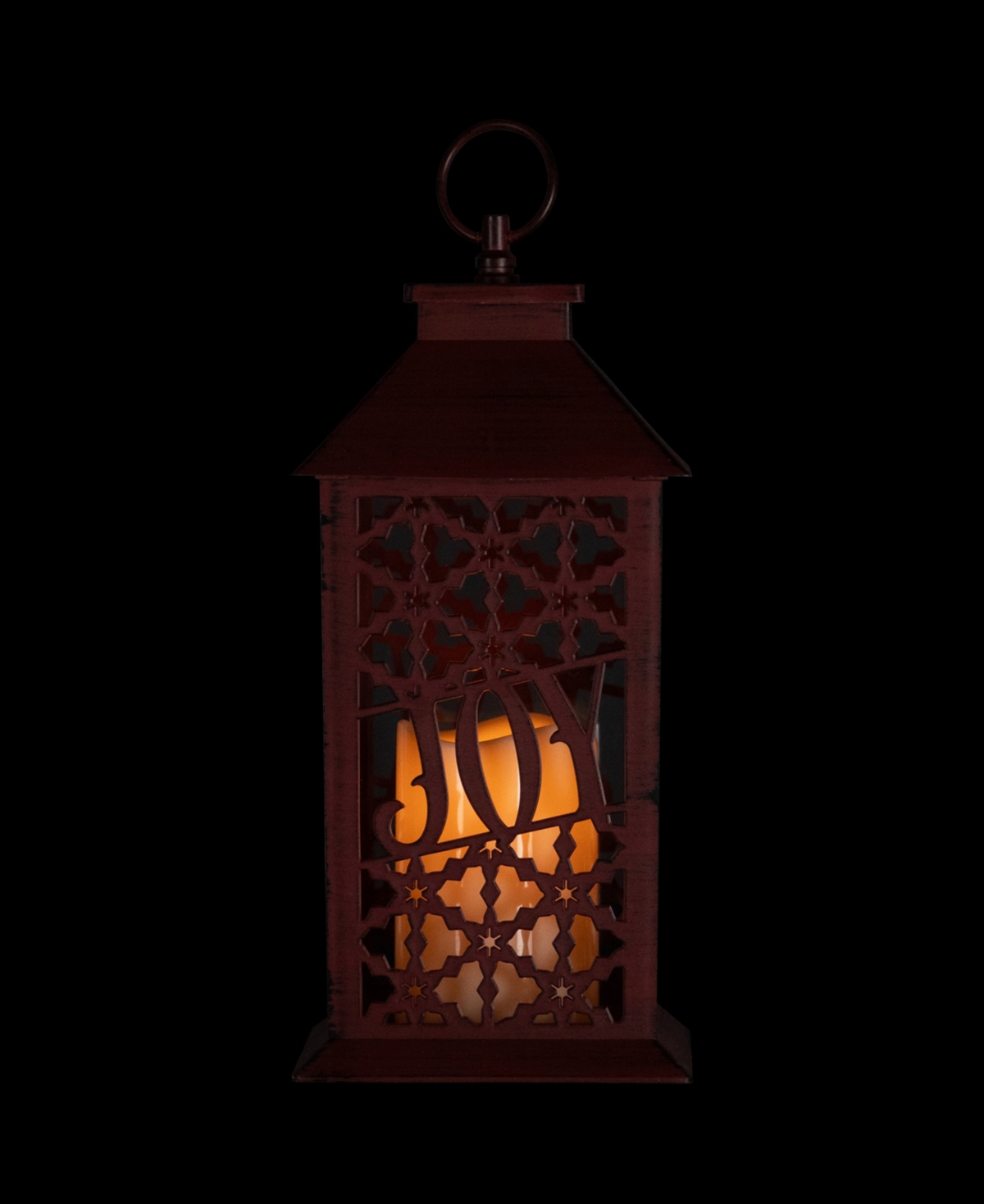 Northlight 11" Snowflakes Joy Christmas Candle Lantern In Red