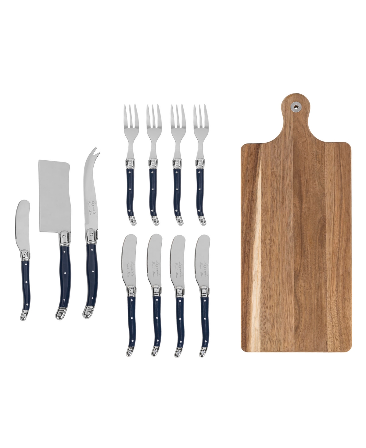 French Home Laguiole 12-pc. Charcuterie Set With Wood Board In Blue