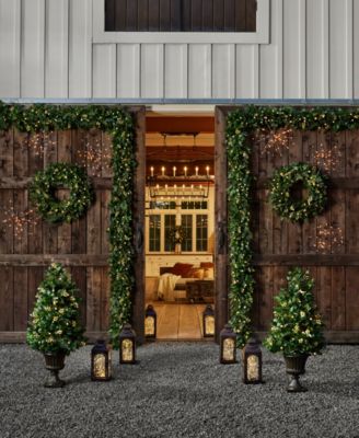 24" Outdoor Berry Cypress Pre-Lit Wreath