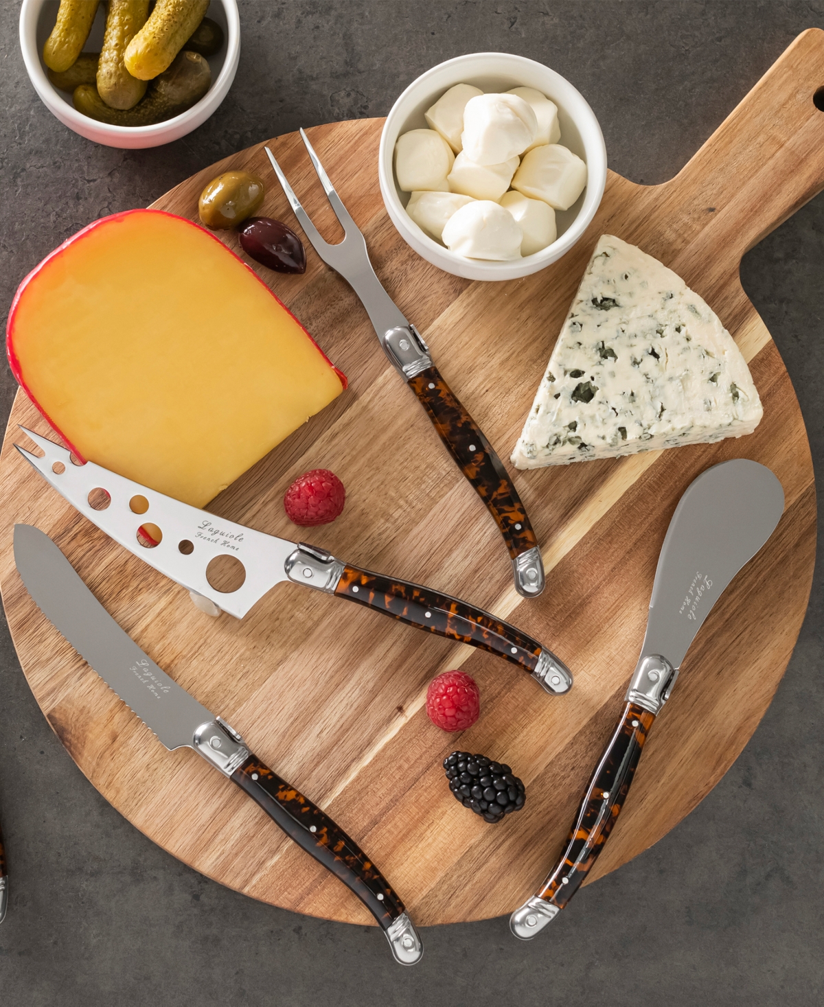 French Home Artisan Laguiole 5-pc. Cheese Knife Set In Blue