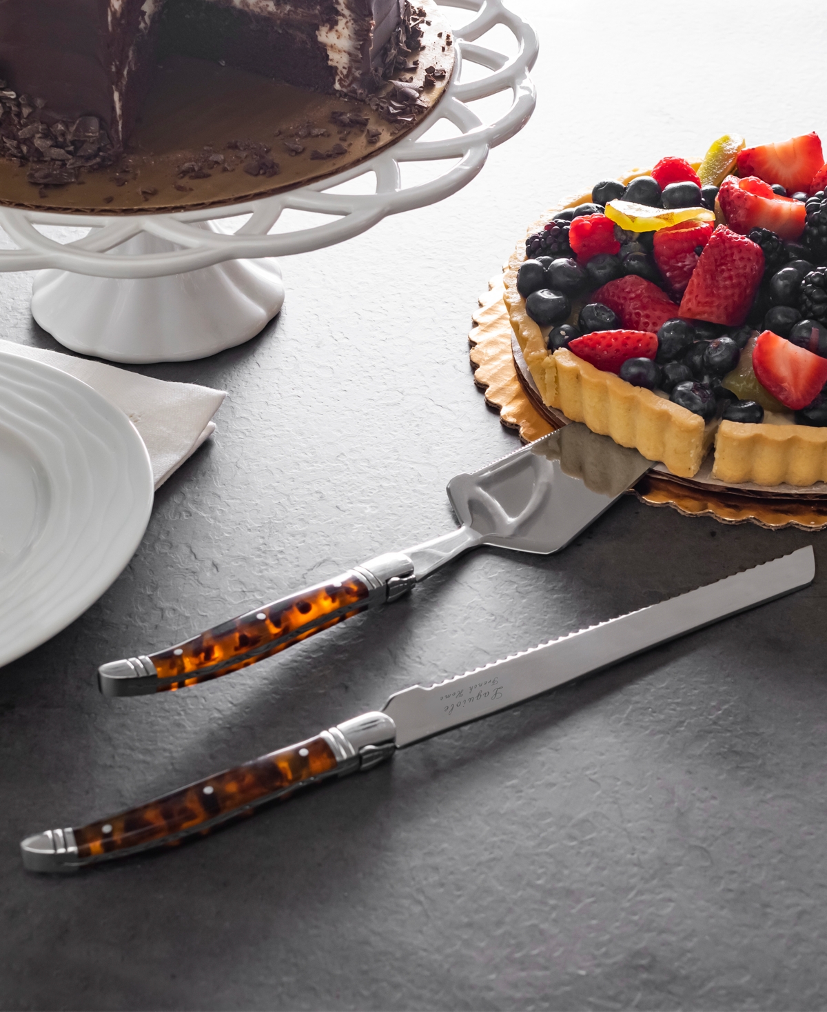 French Home Connoisseur Laguiole 2-pc. Cake And Pie Server Set In Brown