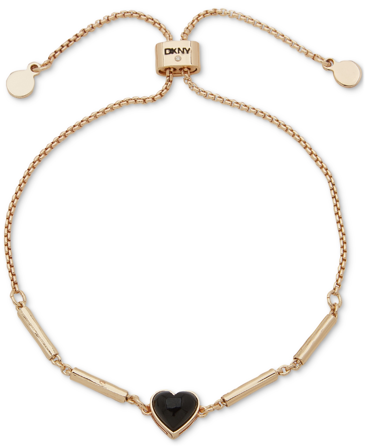 Dkny Heart Stone Slider Bracelet In Black