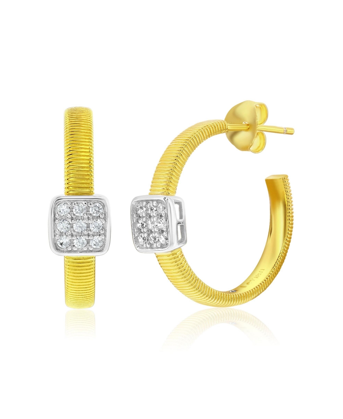 Suzy Levian Golden Helix Sterling Silver & Cubic Zirconia Pave Coil Huggie Hoop Earrings - Golden