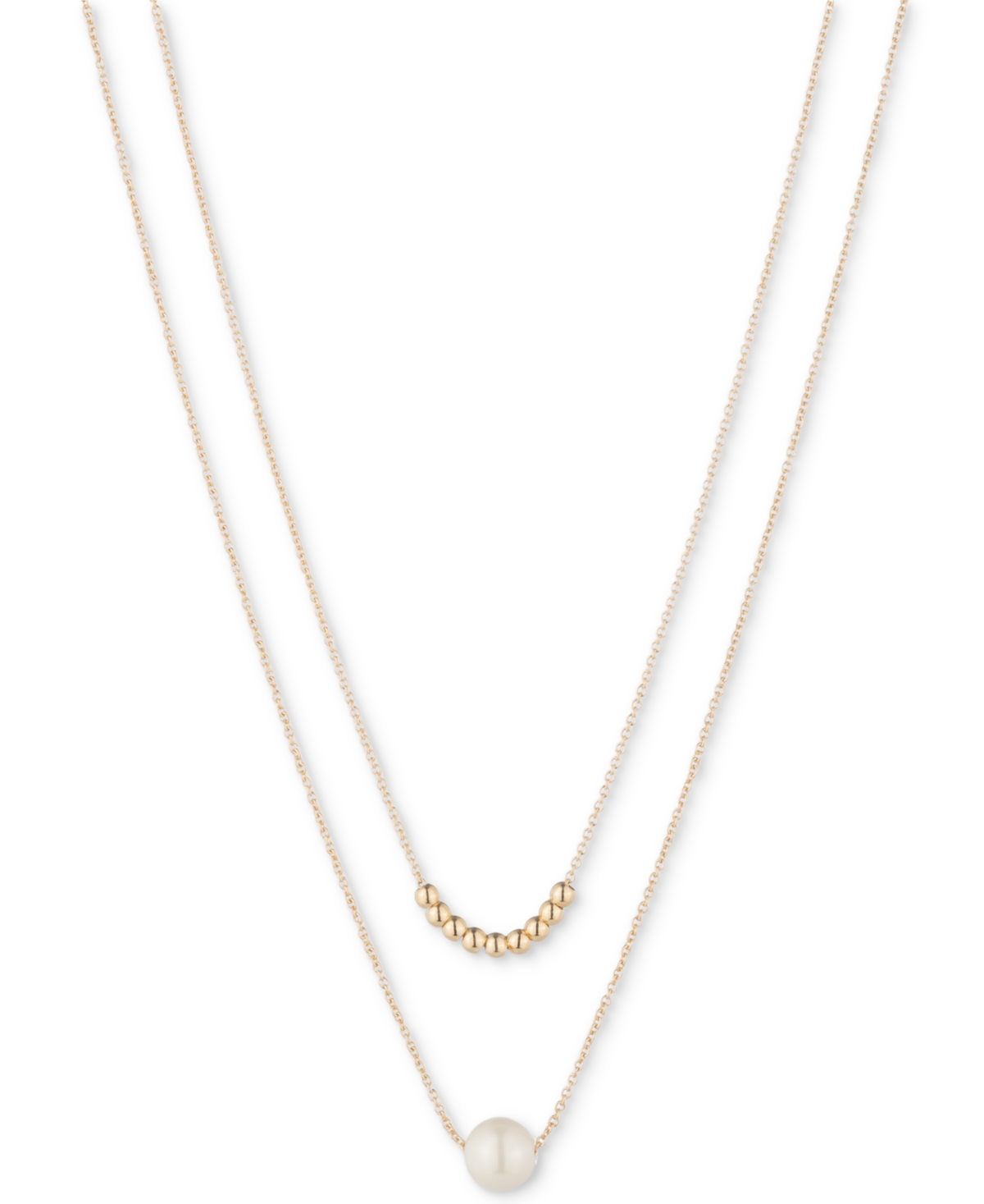 Ralph Lauren Bead & Imitation Pearl 16" Layered Pendant Necklace In White