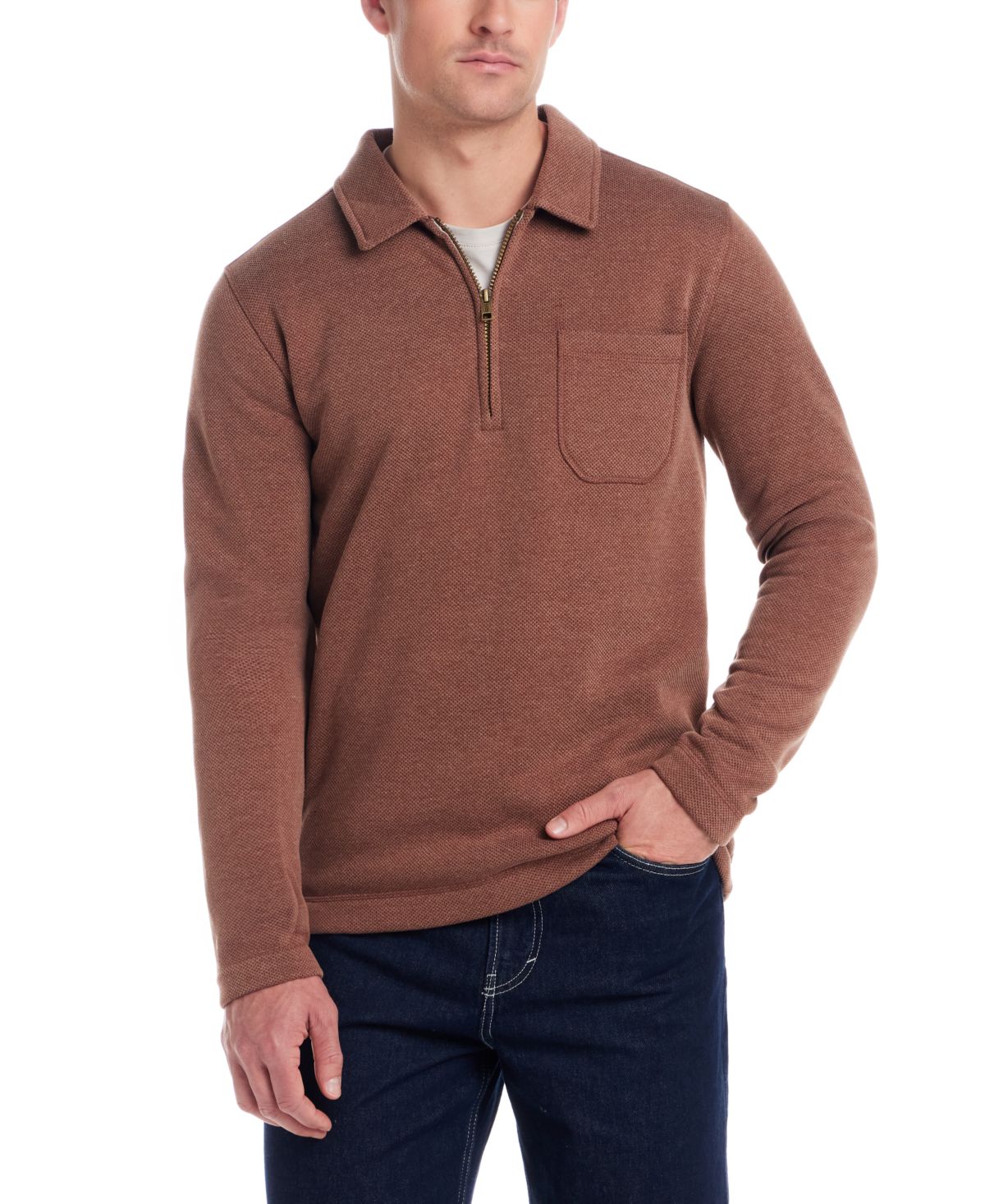 Мужской флисовый свитер Pebble с длинным рукавом и застежкой на четверть молнии