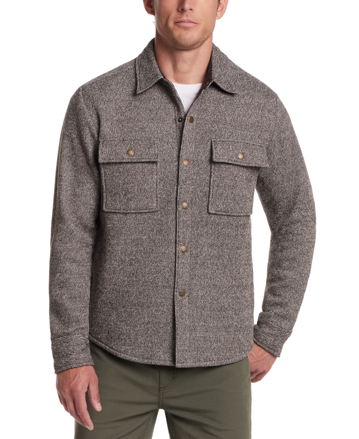 Weatherproof Vintage Men's Mixy Knit Long Sleeve Snap-Front Shirt Jacket