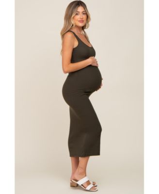 Maternity Black Ribbed Basic Maxi Dress