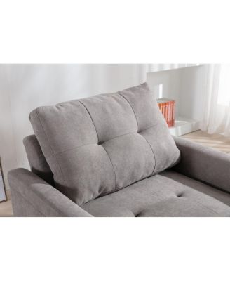 35"W Gray Woven Convertible Armchair