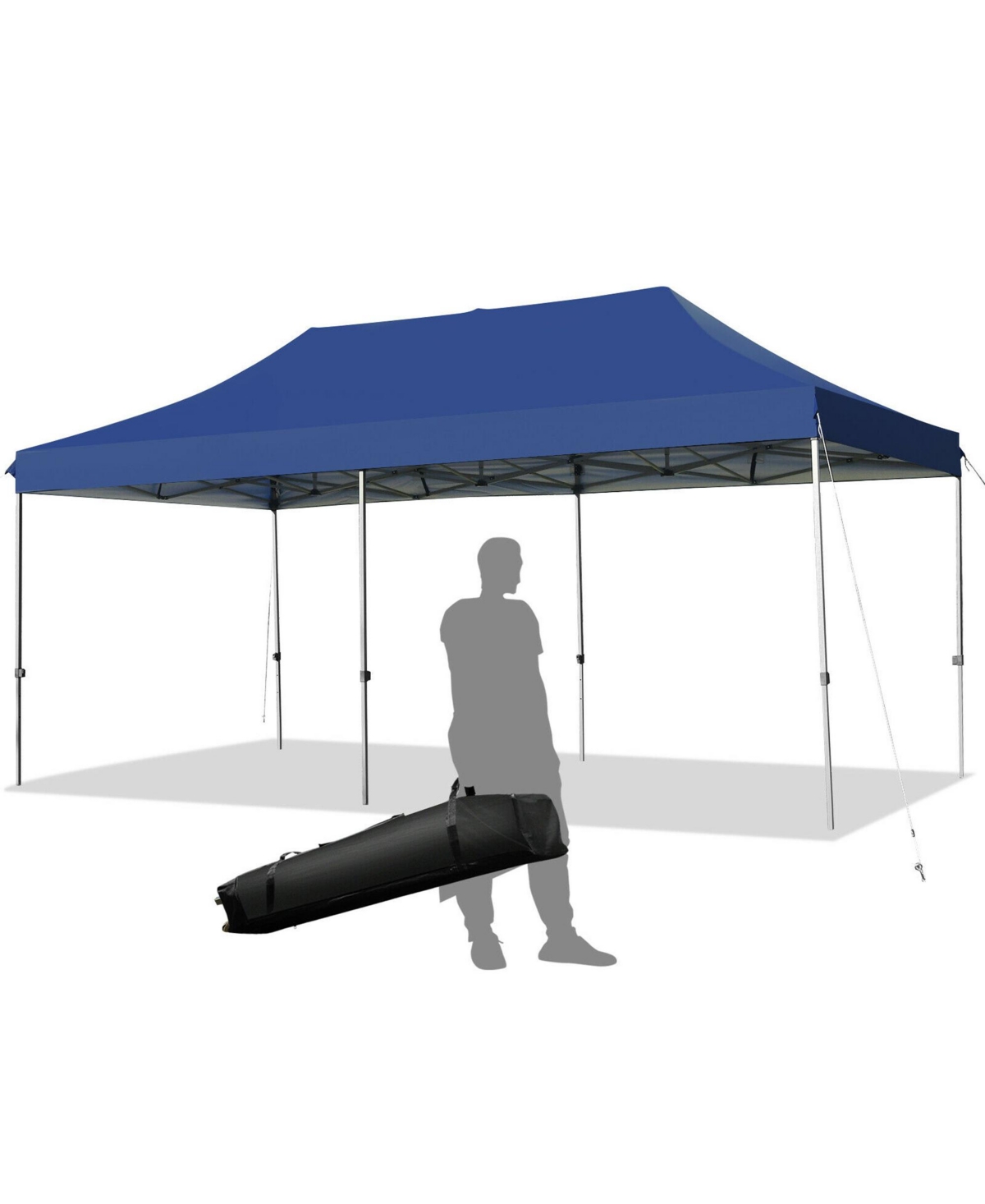 10'x20' Pop up Canopy Tent Folding Heavy Duty Sun Shelter Adjustable W/Bag - Blue