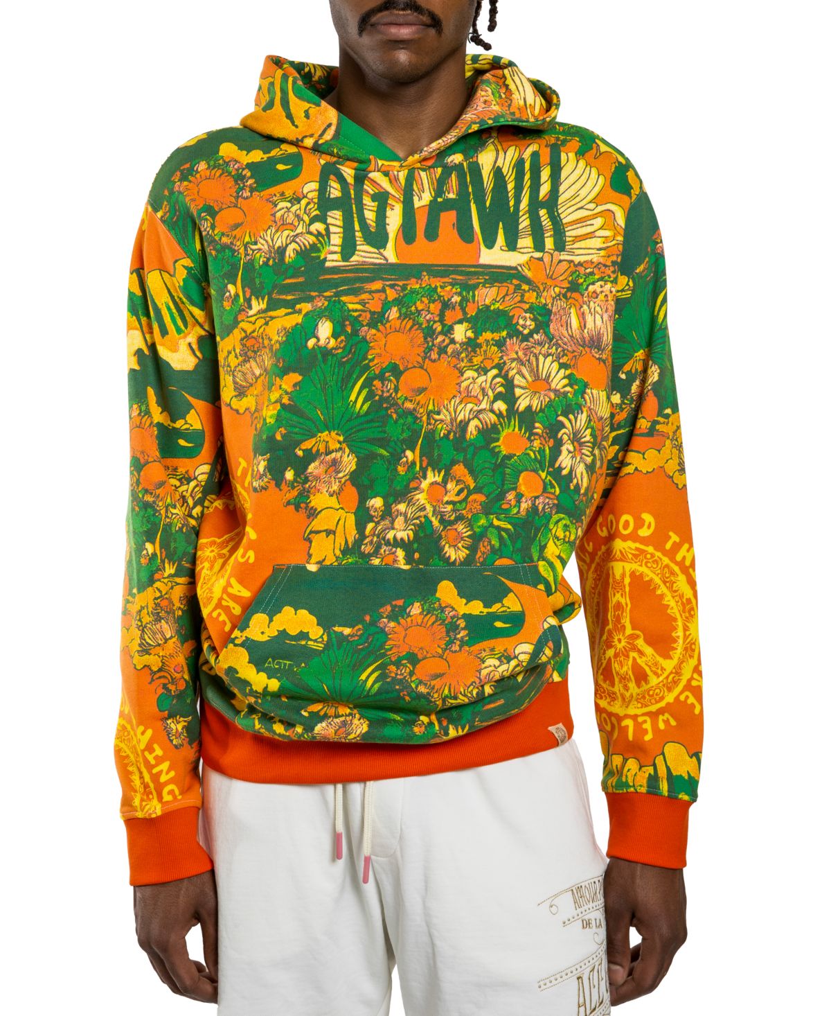 Мужская толстовка с капюшоном в цветочек