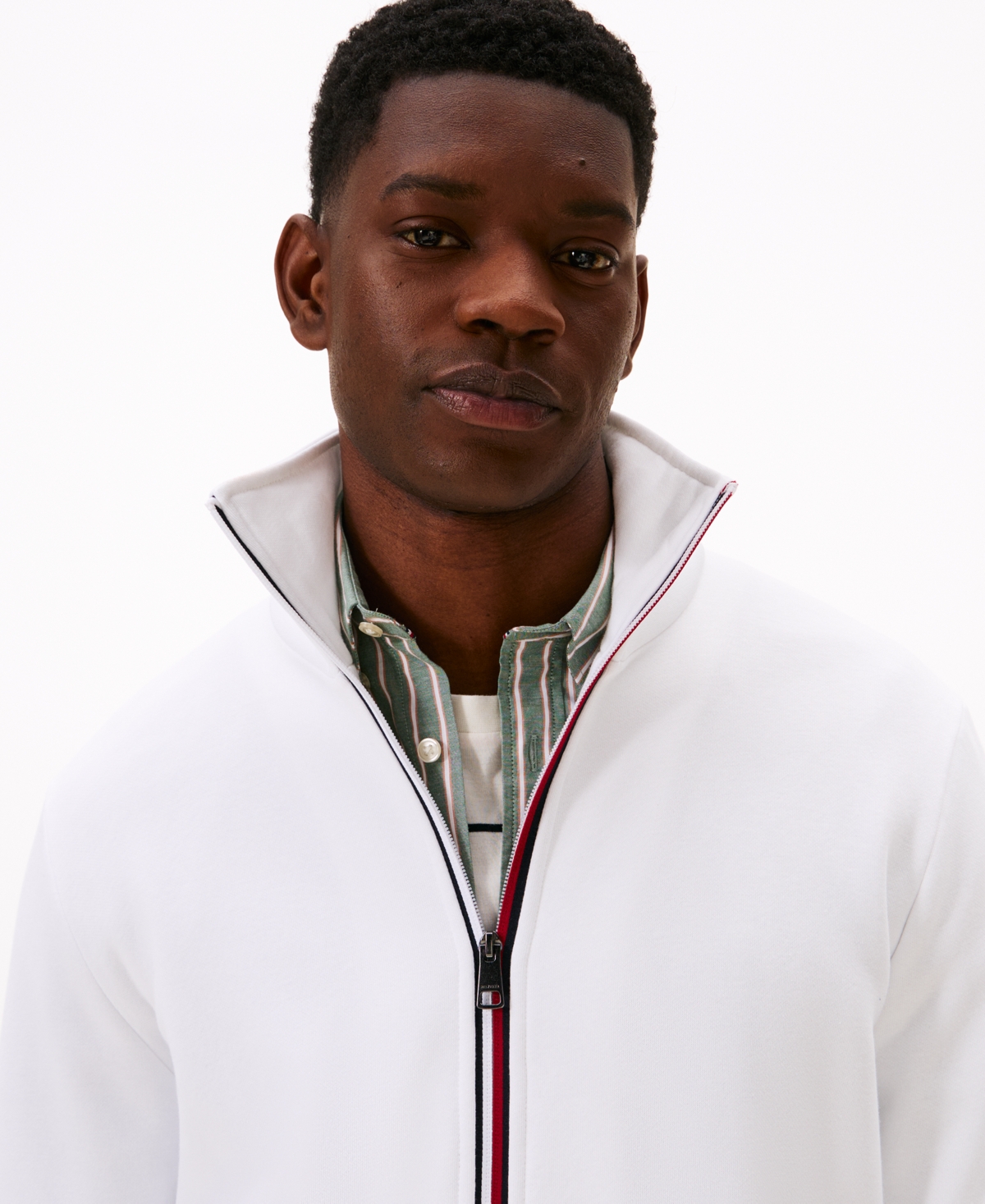 Tommy Hilfiger Men's Global Stripe Zip-through Jacket In White