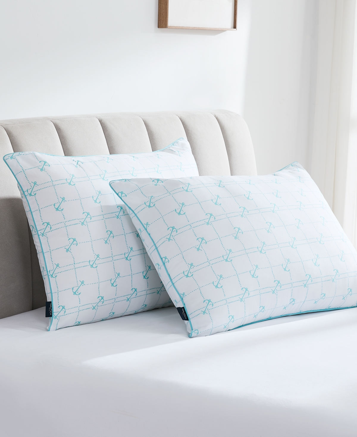 Nautica Anchor Grid 2-pack Pillow, Standard In White