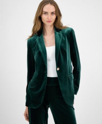 Anne Klein - Women's Velvet One-Button Notch-Collar Jacket