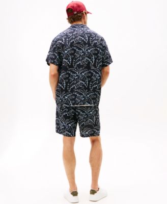 Men's Patterned Linen Button Up Short Sleeve Shirt