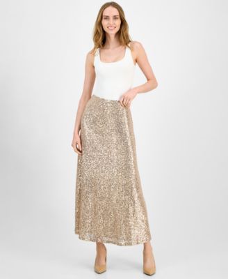 Women's Sequin Flared Maxi Skirt