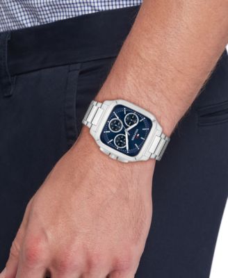 Men's Multifunction Silver Tone Stainless Steel Bracelet Watch, 39mm