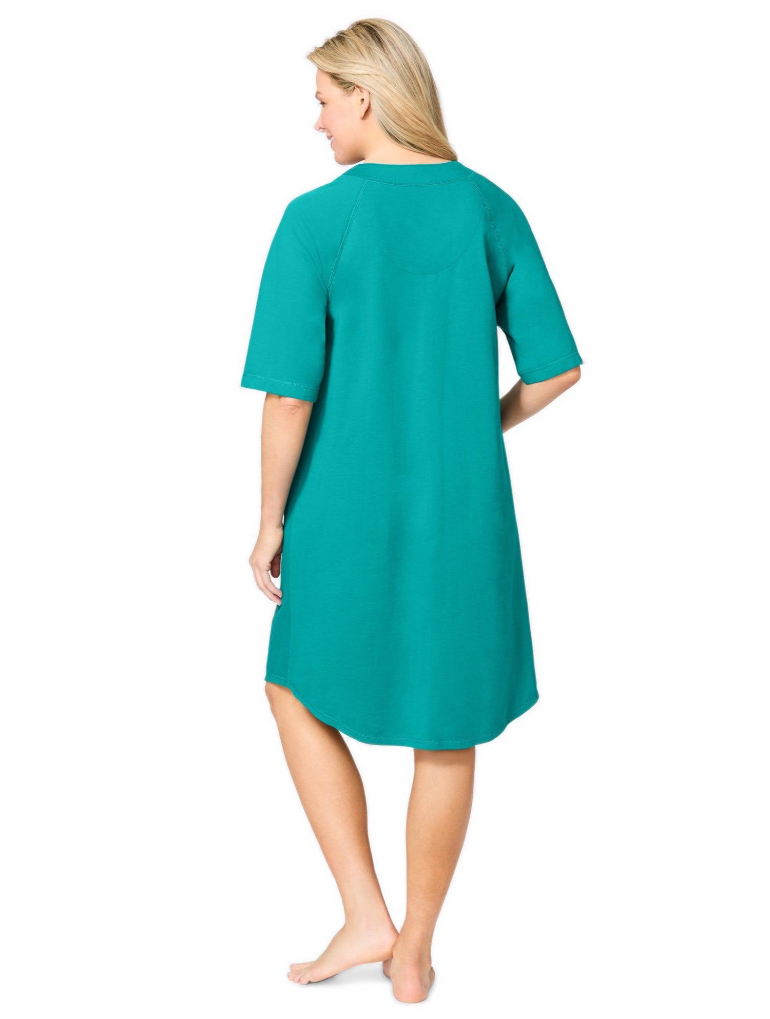 Plus Size Dreams and Co. Short French Terry Zip-Front Robe