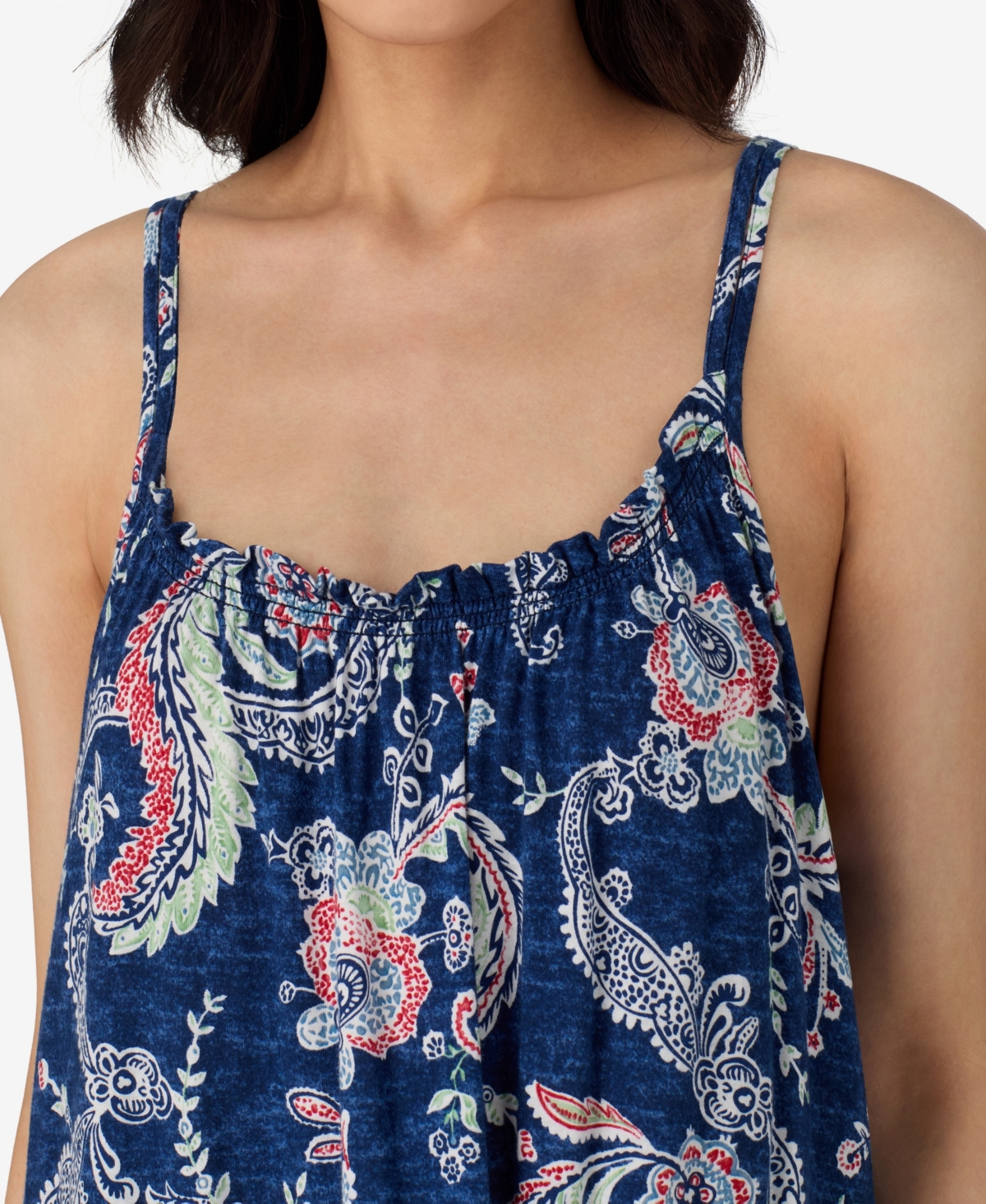 Ralph Lauren Women's Double Strap Ruffle Neck Ballet Nightgown In Blue
