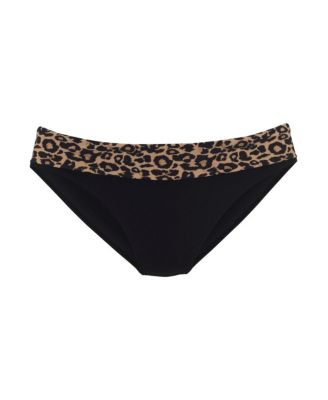Women's Leopard Cheetah Fold Over Bikini Swimsuit Bottom