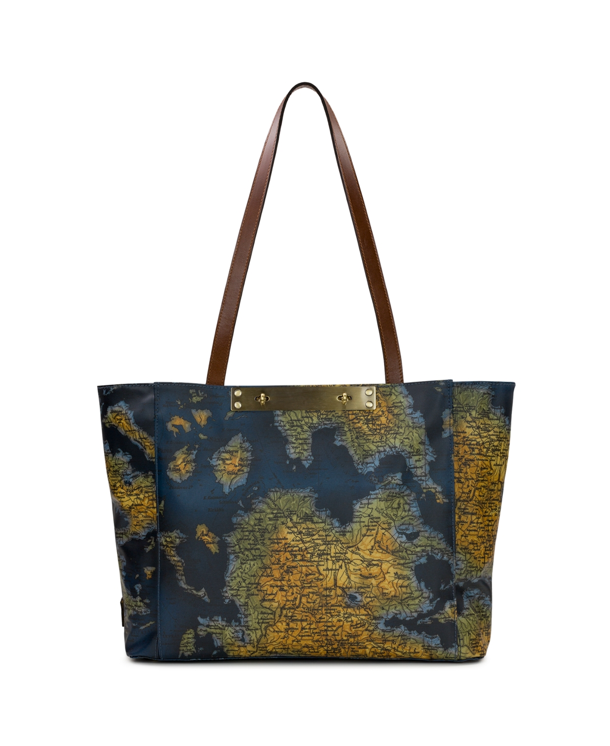 Silvi Zipper Travel Tote Handbag - Greek Map