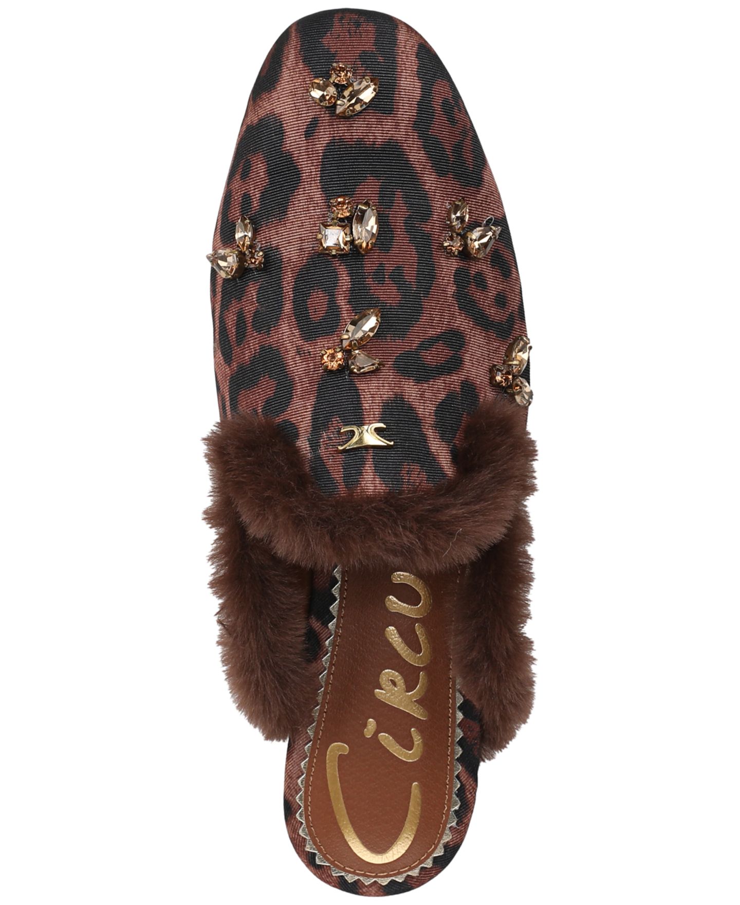 Женские сабо Circus NY by Sam Edelman Tillie Embellished Cozy Faux-Shearling Slip-On, цвет: Коньячный / Чёрный леопардовый разноцветный — фото 4